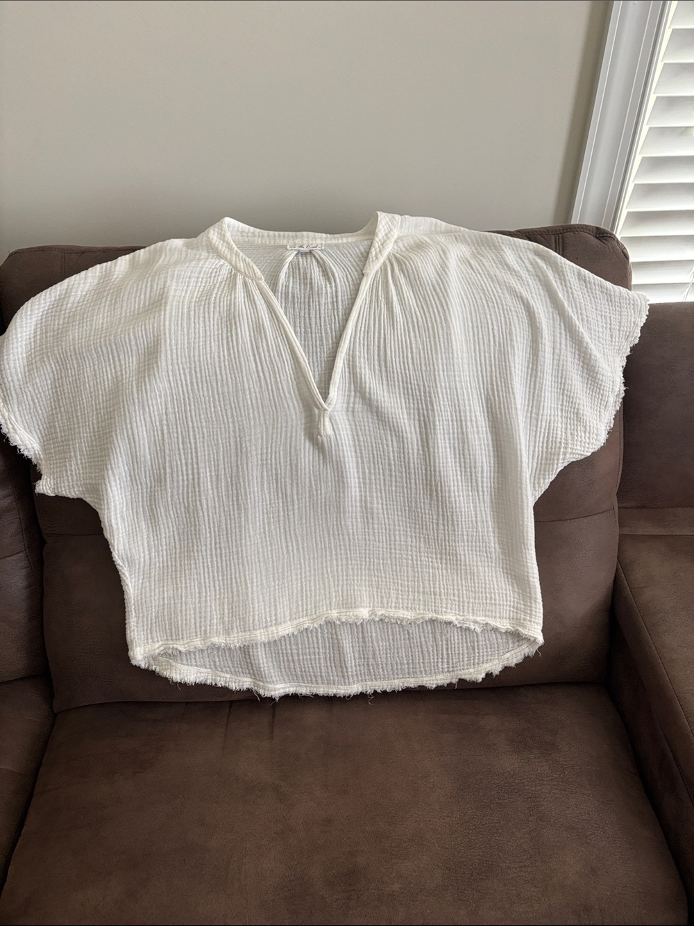On The Road White Gauze V-Neck Tunic Top